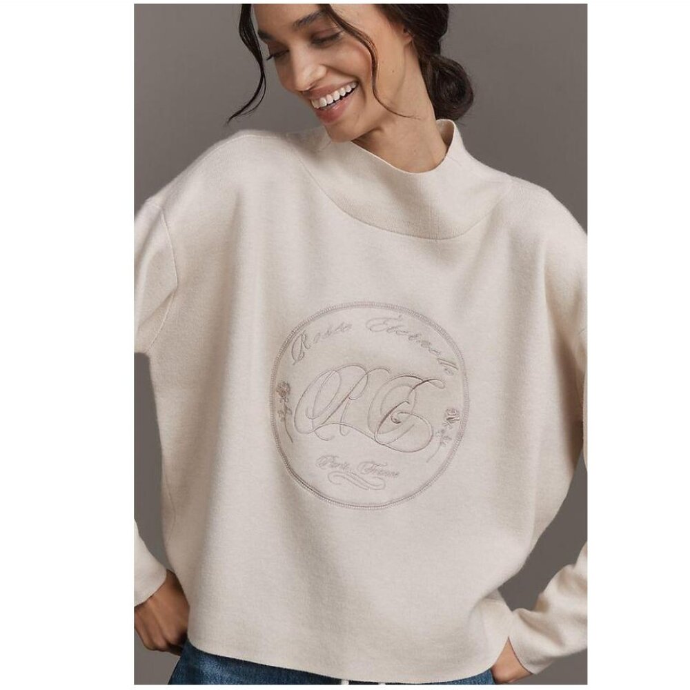 NWT Anthropologie Maeve The Carys Mock Neck Sweater Rosee Eternelle - Size XS